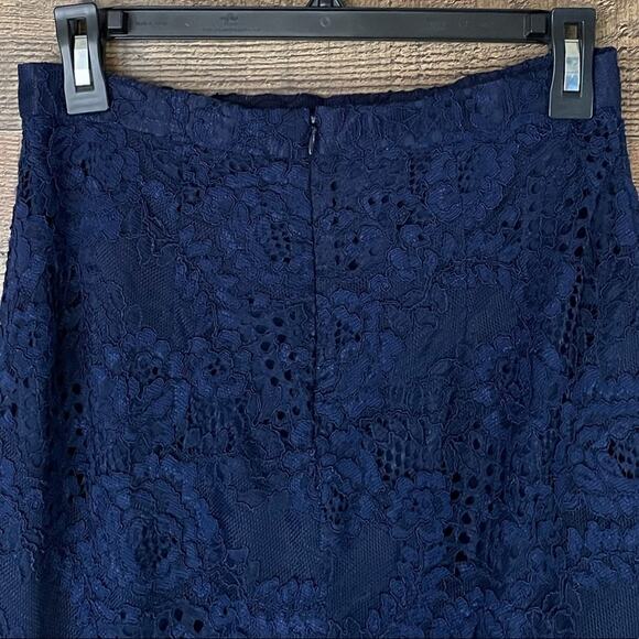 WAYF Navy Blue High Low Lace Pencil Skirt Size Small - Picture 6 of 11